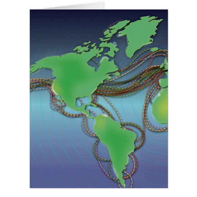 Cartão Fios do mundo - Cabos submarinos (Frente)