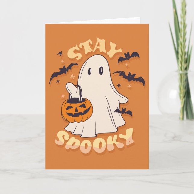 Cartão Fique Assustador Fantasma (Frente)