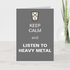 Cartão Fique calmo e ouça a placa de saudação de metal pe