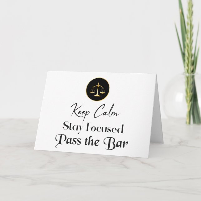 Cartão Fique Calmo. Fiquem Focados. Passe No Exame De Bar (Frente)