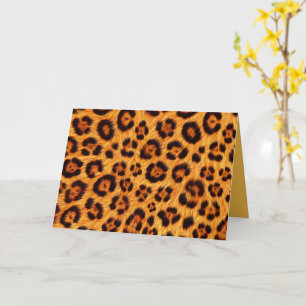 Cartão Fique Selvagem Estampa de Leopardo Dourado Laranja