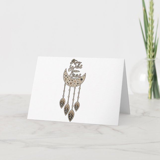 Cartão Fique Selvagem Lua Criança Em Branco (Frente)