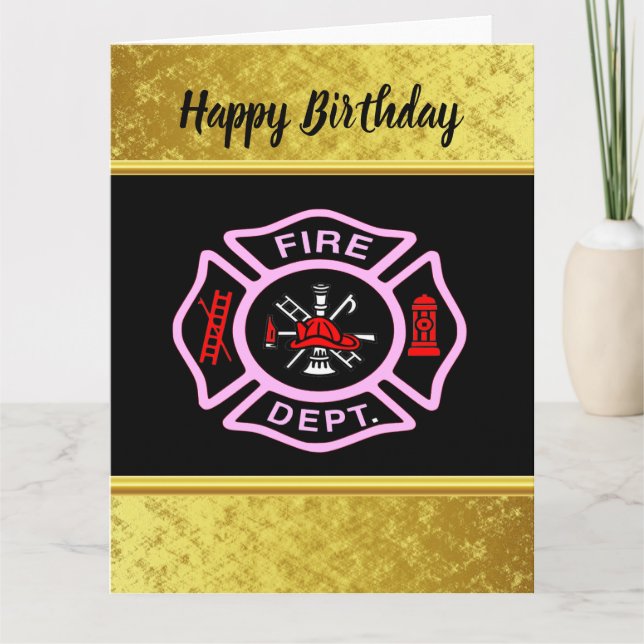 Cartão Fire Department logo Black And Pink Badge (Frente)