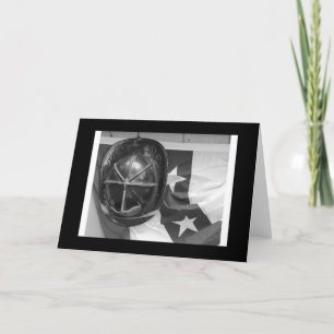 Cartão Fire Helmet and Flag