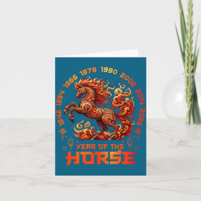 Cartão Fire Horse Chinese Zodiac Symbol 2026 Lunar New Ye (Frente)