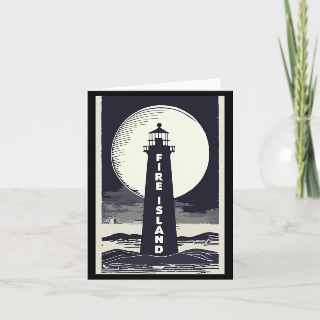 Cartão Fire Island Lighthouse New York Moon  (Frente)