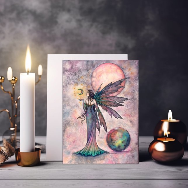 Cartão Fire Opal Moon Fairy Art de Molly Harrison (Criador carregado)