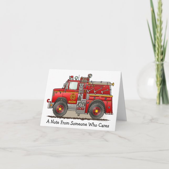 Cartão Fire Pumper Rescue Truck Note Card (Frente)