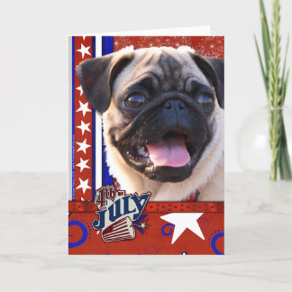 Cartão Firecracker de 4 de julho - Pug