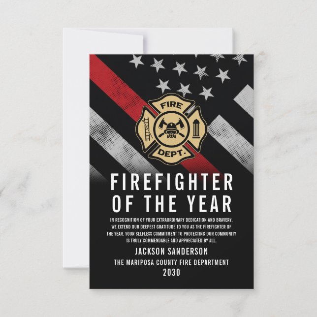 Cartão Firefighter of the Year Employee Recognition Logo (Frente)