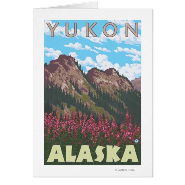 Cartão Fireweed & Mountain - Yukon, Alaska (Frente)