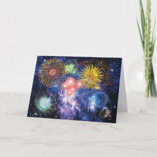 Cartão Fireworks Bursts Greeting Card