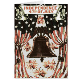 Cartão Fireworks da American Flag Independence Bell