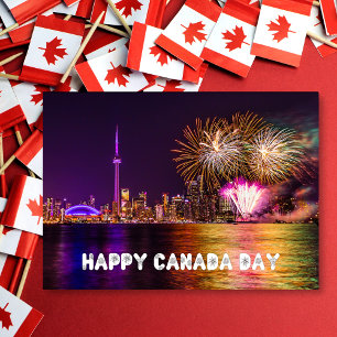 Cartão Fireworks Toronto CN Tower Happy Canada Day