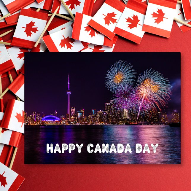 Cartão Fireworks Toronto Skyline Happy Canada Day (Criador carregado)