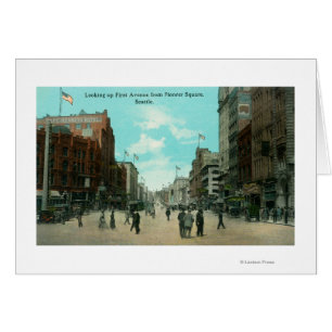 Cartão First Ave View da Avenida Pioneer