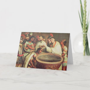 Cartão First Baptism of the Indians by the Dominicans