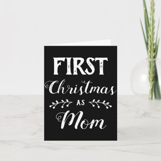 Cartão First Christmas As Mom Family Matching White Text  (Frente)