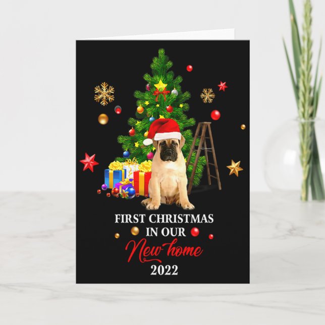Cartão First Christmas In Our New Home Xmas Gift For Pug  (Frente)