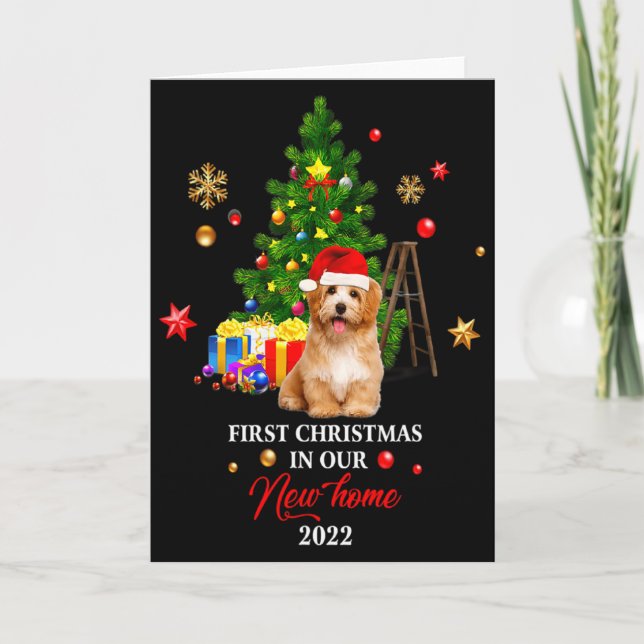 Cartão First Christmas In Our New Home Xmas Maltese Dog T (Frente)