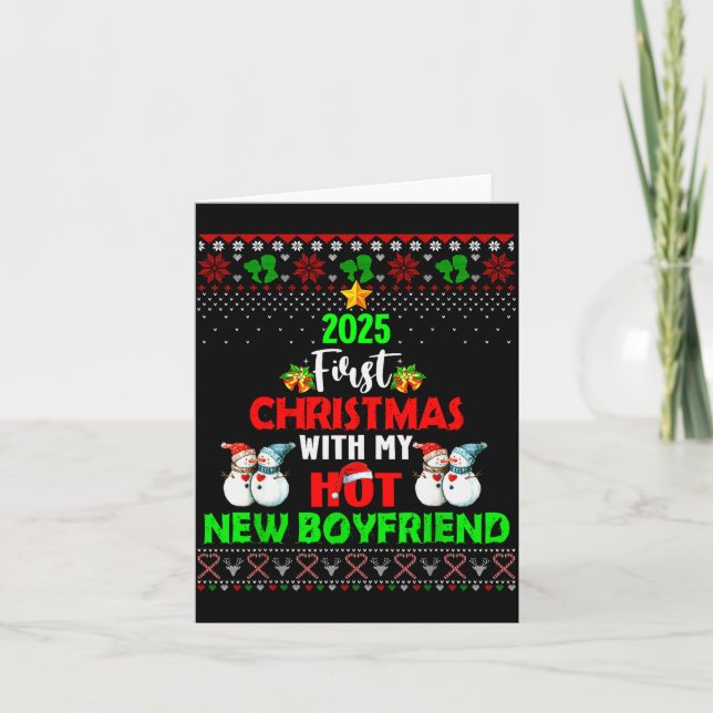 Cartão First Christmas With My Hot New Boyfriend 2025 Cou (Frente)