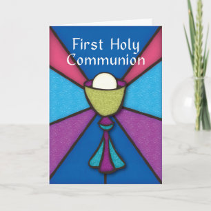 Cartão First Communion Congratulations & Blessings Glass