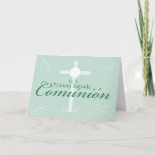 Cartão First Communion, Spanish Script on Green