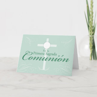 Cartão First Communion, Spanish Script on Green