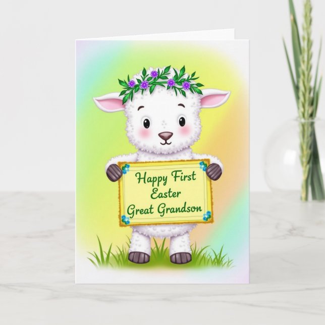 Cartão First Easter Grandson Sheep Card (Frente)