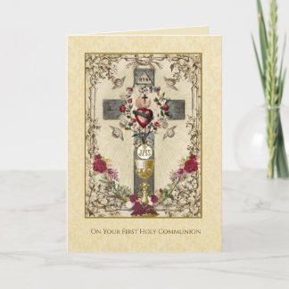 Cartão First Holy Communion Catholic Traditional