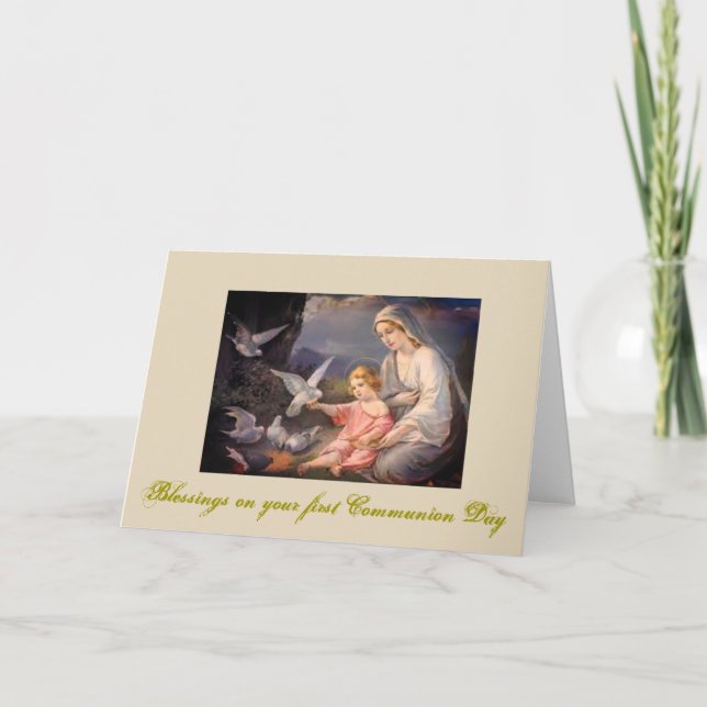 Cartão First Holy Communion for girl and boy (Frente)
