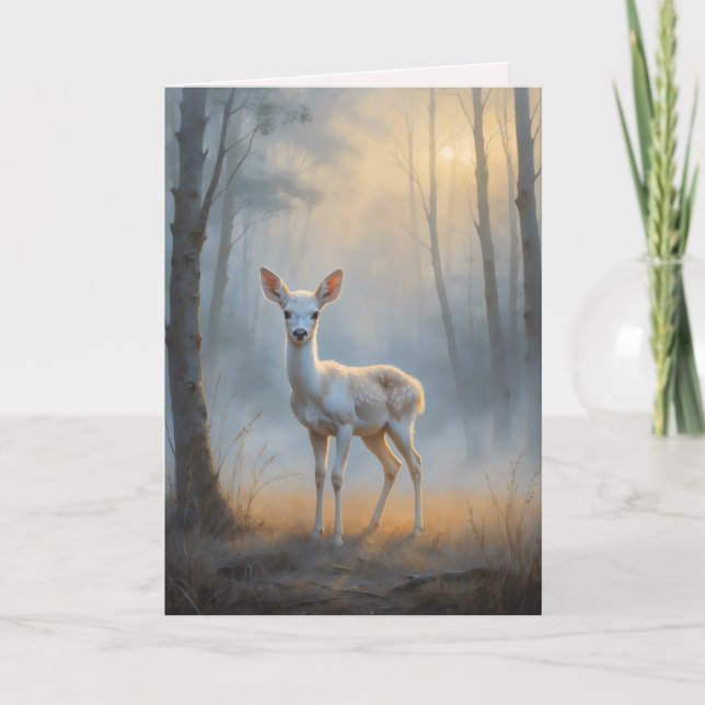 Cartão First Light Kin White Stag Greeting Card (Frente)
