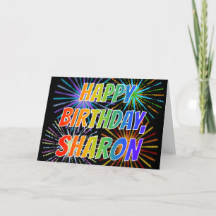 Cartão First Name "SHARON" Fun "HAPPY BIRTHDAY"