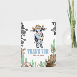 Cartão First Rodeo 1st Birthday Baby Cow Thank You
