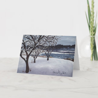 Cartão First Snow at Lake Winona Greeting Card