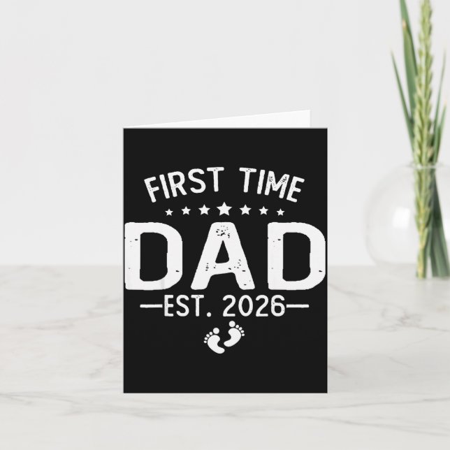 Cartão First Time Daddy New Dad Est 2026 Shirt Fathers Da (Frente)