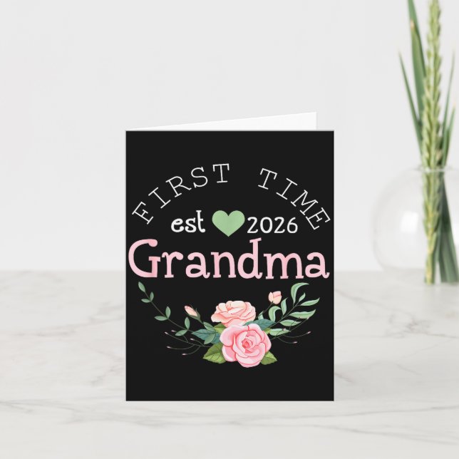 Cartão First Time Grandma Est 2026 New Grandmother 1st Ti (Frente)