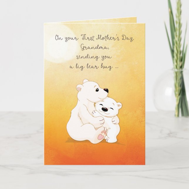Cartão First Time Grandma Mother's Day Bear Hugs For You (Frente)