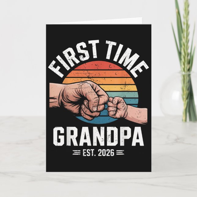Cartão First Time Grandpa Est 2026 Baby Announcement Grea (Frente)