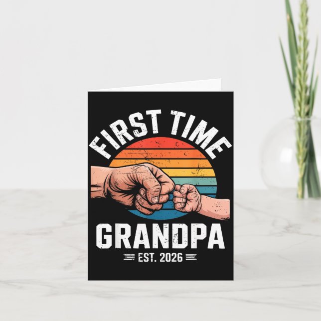 Cartão First Time Grandpa Est 2026 Baby Announcement Grea (Frente)