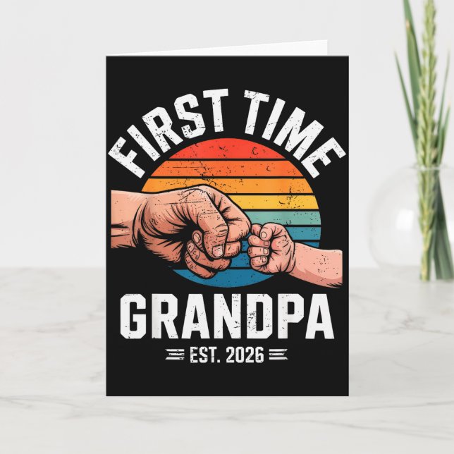 Cartão First Time Grandpa Est 2026 Baby Announcement Grea (Frente)