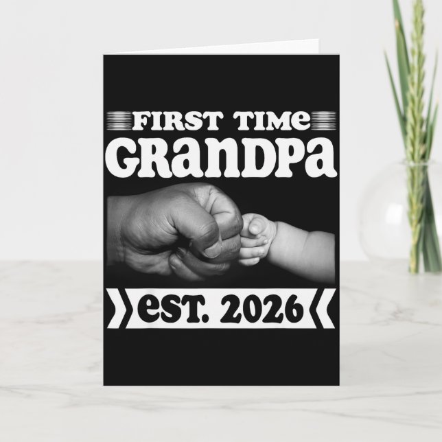 Cartão First Time Grandpa New Dad Est 2026 Shirt Fathers  (Frente)