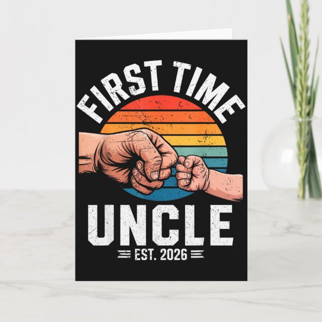 Cartão First Time Uncle Est 2026 Baby Announcement Great  (Frente)
