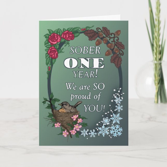 Cartão First Year Sober Anniversary Card from Group (Frente)