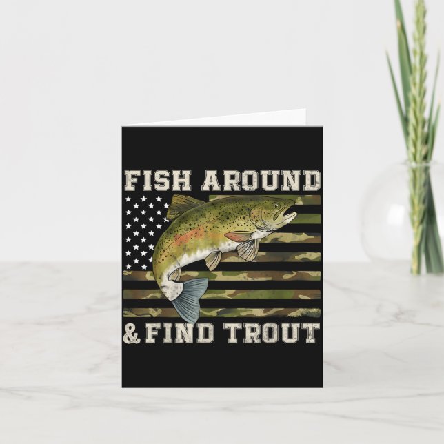 Cartão Fish Around And Find Trout American Flag Funny Fis (Frente)