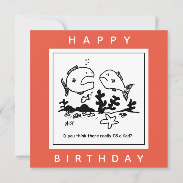 Cartão Fish questiona se há um desenho de Deus (Frente)