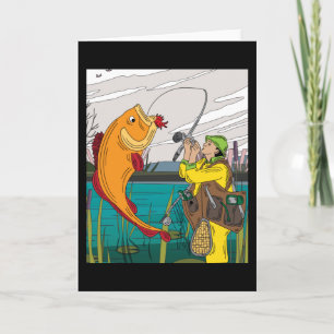 Cartão Fisherman Catches Big Fish