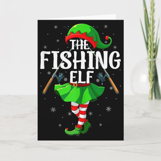 Cartão Fishing Elf Christmas Girls Women Elf Squad Xmas F (Frente)