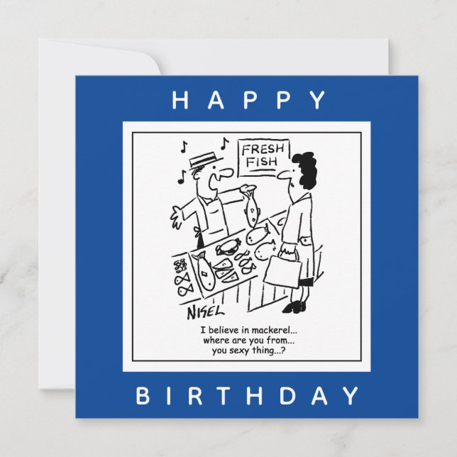 Cartão Fishmonger Canta Sobre Cartoon De Sarda (Frente)