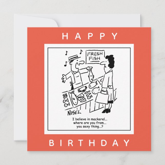 Cartão Fishmonger Canta Sobre Cartoon De Sarda (Frente)